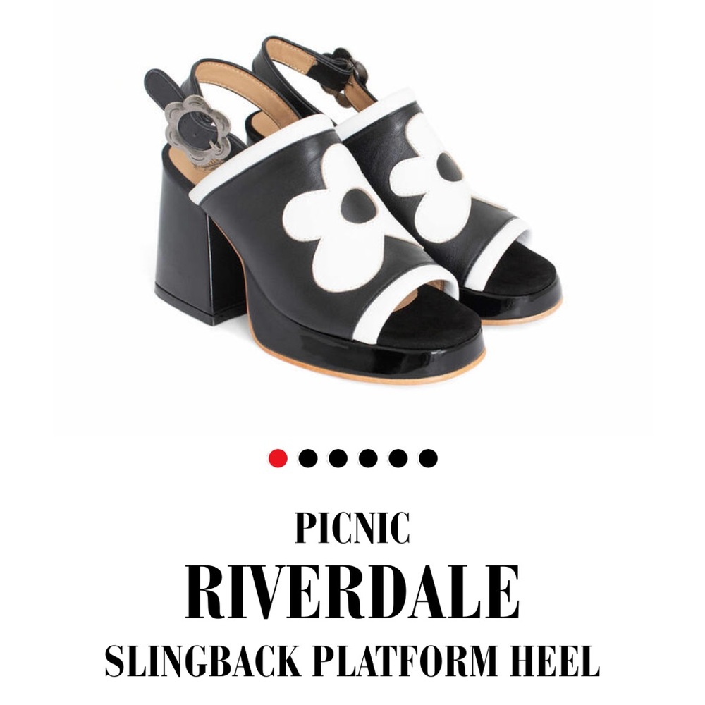 Fluevog Picnic Riverdale Black & White Slingback Platform Heel